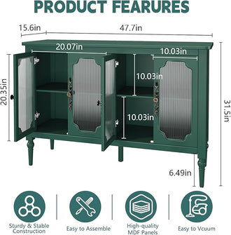 Sideboard Cabinet with 4 Glass Doors