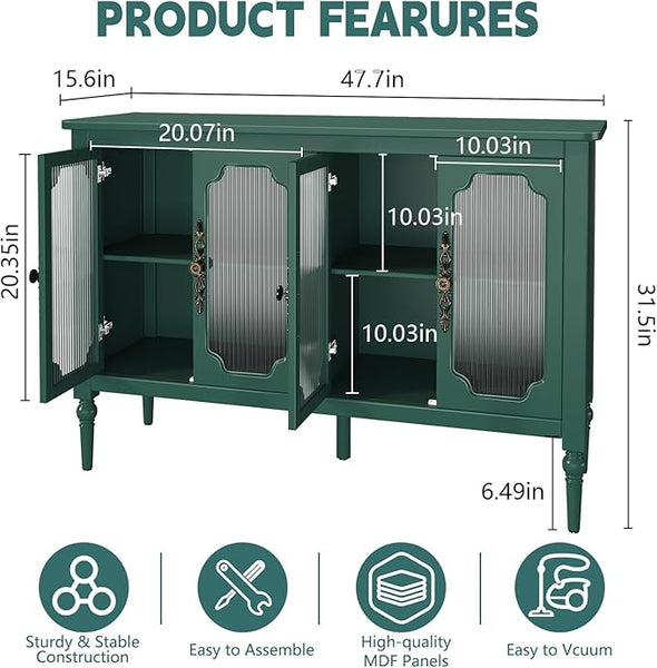 Sideboard Cabinet with 4 Glass Doors
