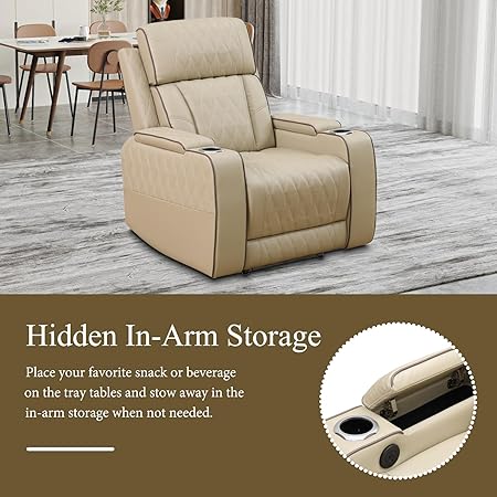 Breathing Leather Power Recliner Sofa Set with LED