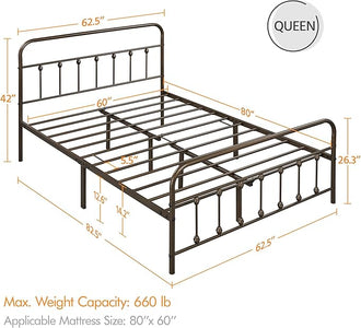 Classic Metal Platform Bed Frame