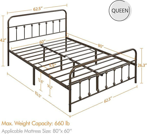 Classic Metal Platform Bed Frame