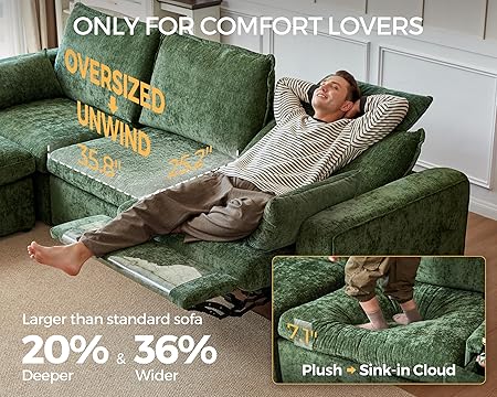 Oversized Modular Sectional Sofa with Double Power